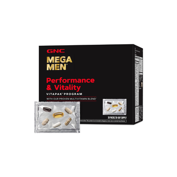 GNC Mega Men Performance and Vitality Vitapak Program, Convenient Complete Nutrition, 5 Products in 1 Packet, Circulation, Blood Flow, Prostate Health, Sexual Function, Horny Goat Weed, 30 Packs