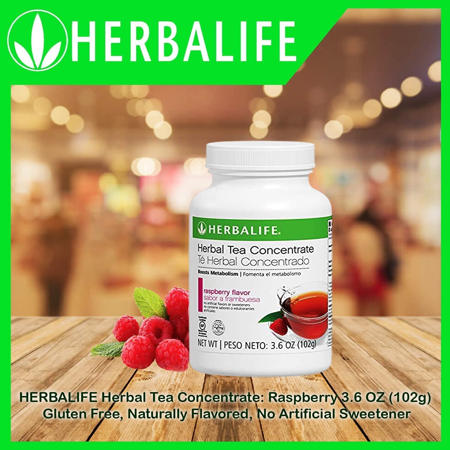 Herbal Tea Concentrate: Raspberry 3.6 OZ (102G) Gluten Free, Naturally Flavored, No Artificial Sweetener