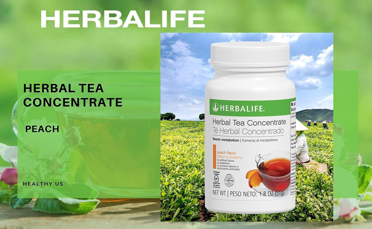 Herbal Tea Concentrate: Peach 1.8 Oz. (51G) Gluten Free, Naturally Flavored, No Artificial Sweetener