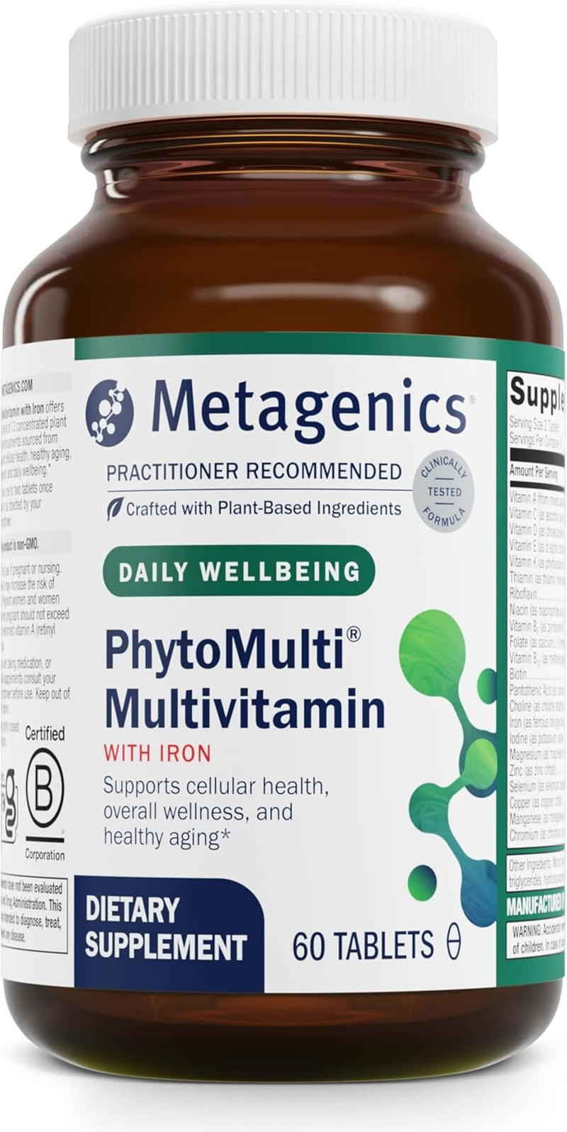 Phytomulti Multivitamin with Iron - Daily Multivitamins with Phytonutrients - Multivitamin for Men & Women - Phytomulti Vitamin Supplement - with Iron, Zinc & B6 Vitamins - 60 Tablets
