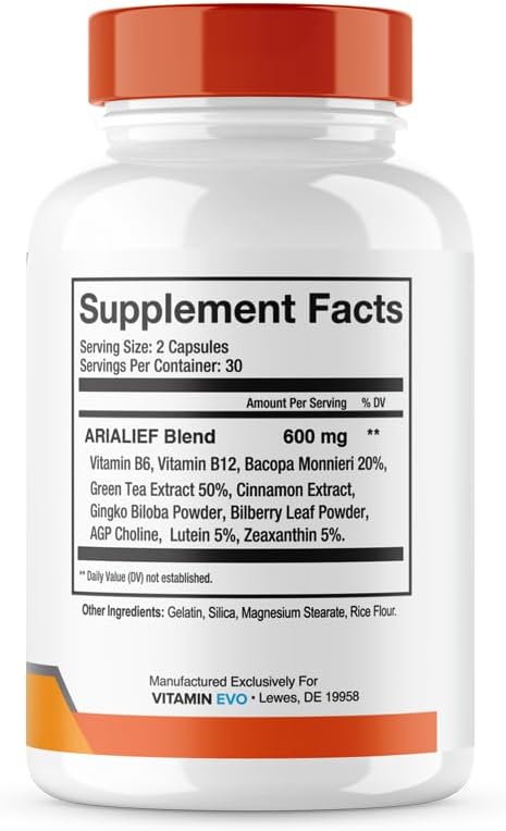 Arialief Sciatica Nerve Support, Arialeaf Advanced Nerve Health, Arialeaf Prime Palm Sciatica, Aria Leaf Primepalm Aria Lief, Aria Lief Nerve Relief Supplement Sciatic Nerve Soothing (60 Capsules )