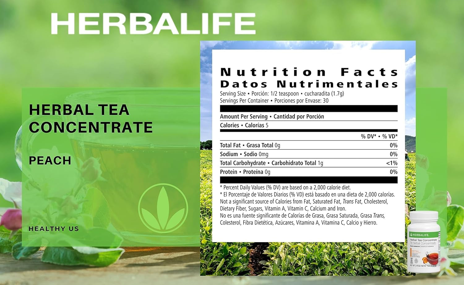 Herbal Tea Concentrate: Peach 1.8 Oz. (51G) Gluten Free, Naturally Flavored, No Artificial Sweetener