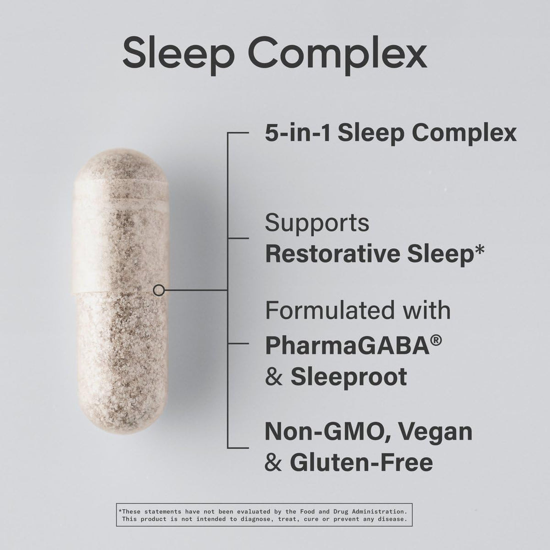 Sleep Complex - Melatonin-Free Vegan Capsules with Valerian Root, GABA, L-Theanine, Magnesium, and 5-HTP - 30 Servings