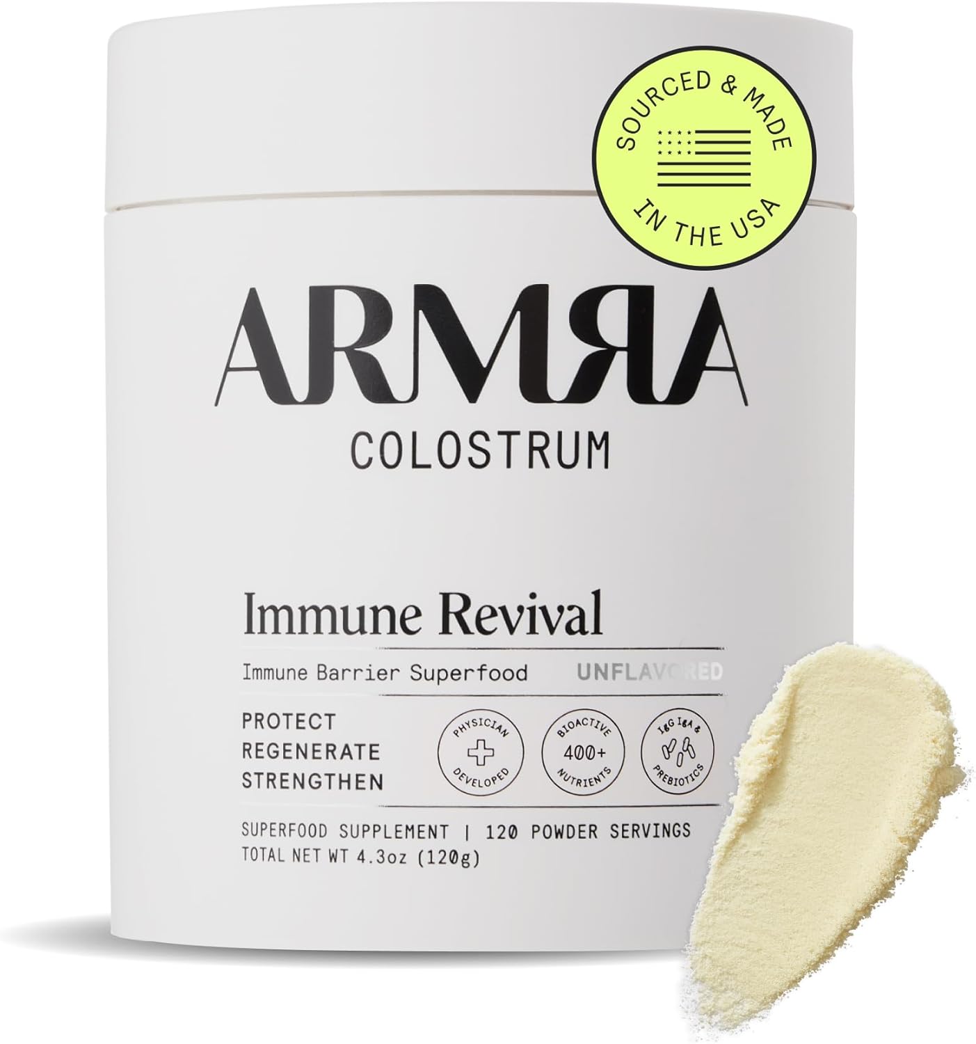 ARMRA  Colostrum™ Powder | Unflavored | Gut Health & Bloating | Skin & Hair | Immunity | Keto, Gluten & Fat-Free | 120 Servings