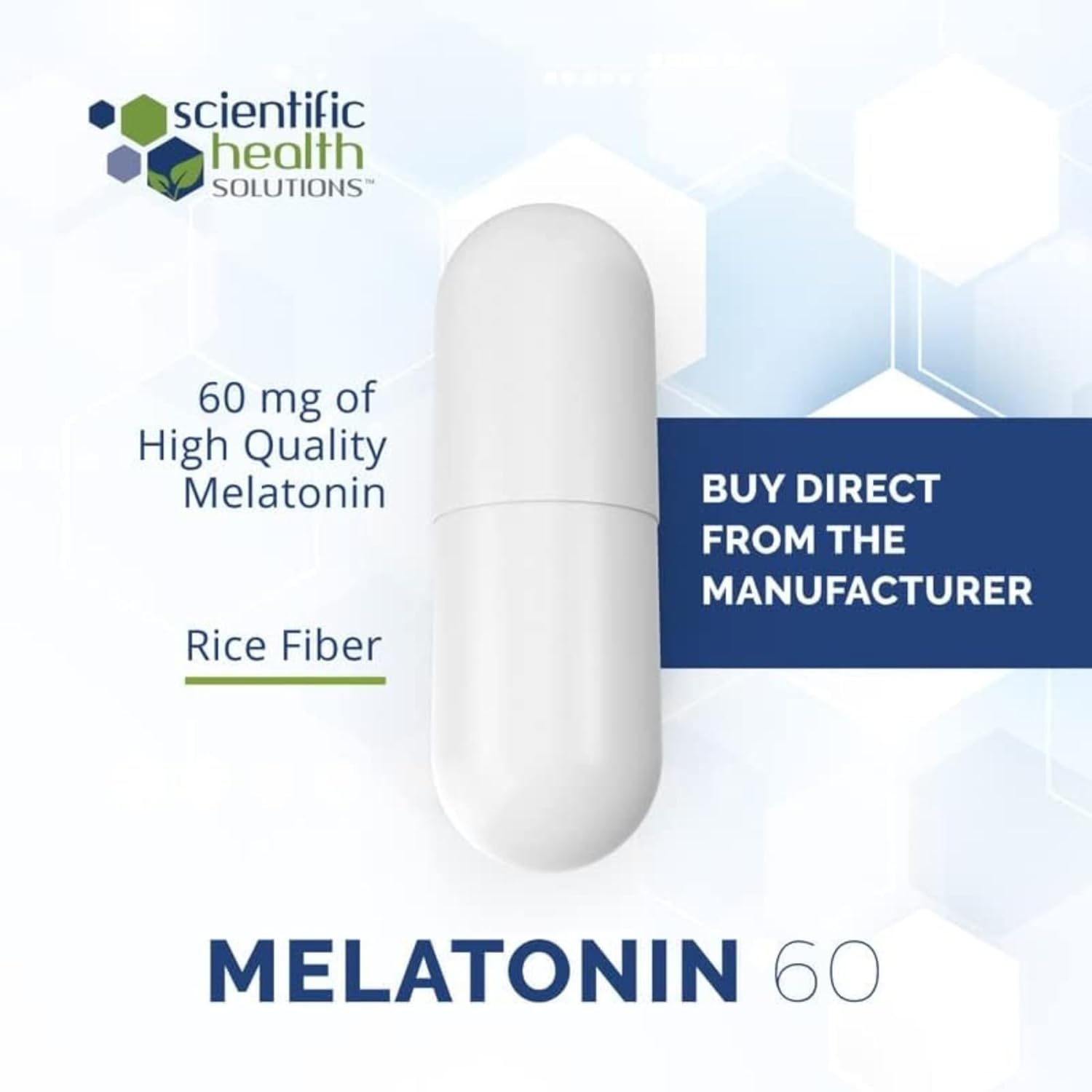 Scientific Health Solutions Melatonin 60Mg | High Dosage Melatonin in Easy-To-Swallow Capsules | Vegan, Non-Gmo & Gluten-Free | Us-Made Extra Strength Melatonin (Single)