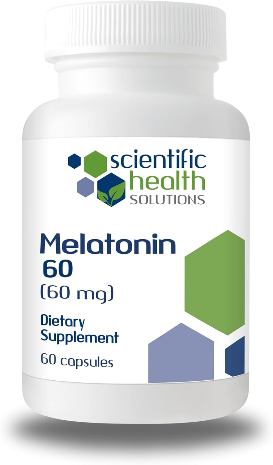 Scientific Health Solutions Melatonin 60Mg | High Dosage Melatonin in Easy-To-Swallow Capsules | Vegan, Non-Gmo & Gluten-Free | Us-Made Extra Strength Melatonin (Single)