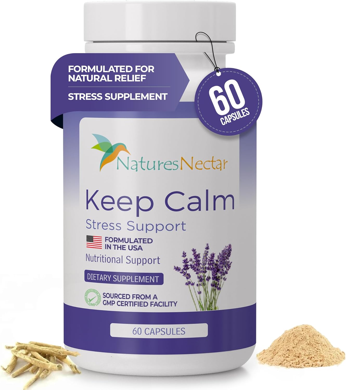 Keep Calm Capsules – Natural Stress Relief Supplement with Ashwagandha, GABA, Magnesium & 5-HTP – Supports Stress & Anxiety Relief, Mood Balance & Relaxation – 60 Joy Filled Capsules