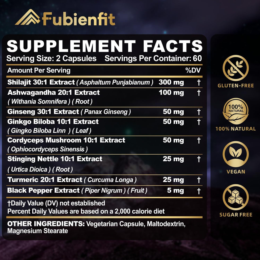 Shilajit Capsules - Premium Shilajit for Men - with Ashwagandha Ginseng and More Fulvic Acid for Men/Women - 120 Capsules