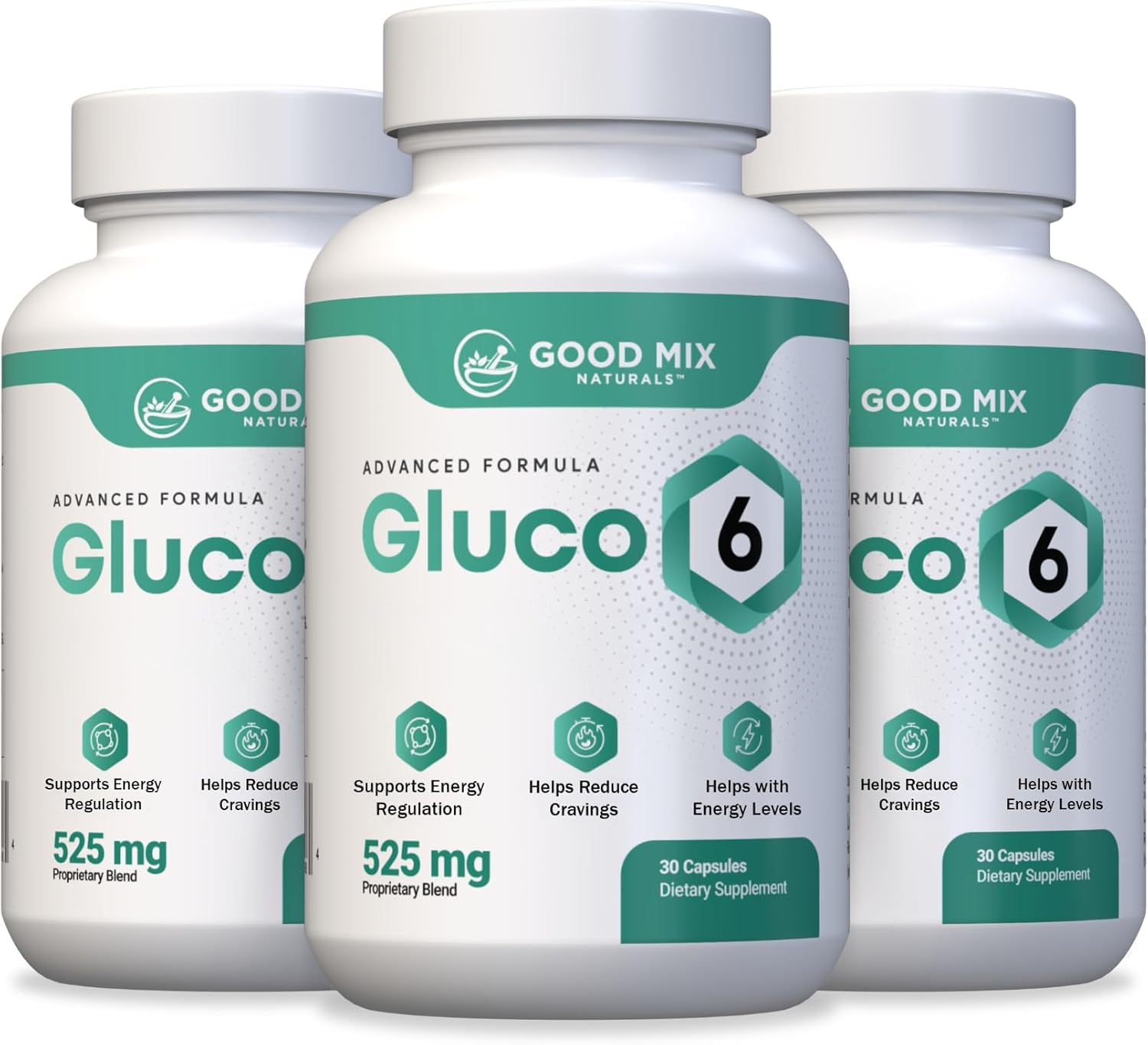 Gluco6 Herbal-Based Solution Supplement | 525Mg 30 Powder Capsules - Plant Ingredients - Non GMO - Made in USA (30 Count (Pack of 3))