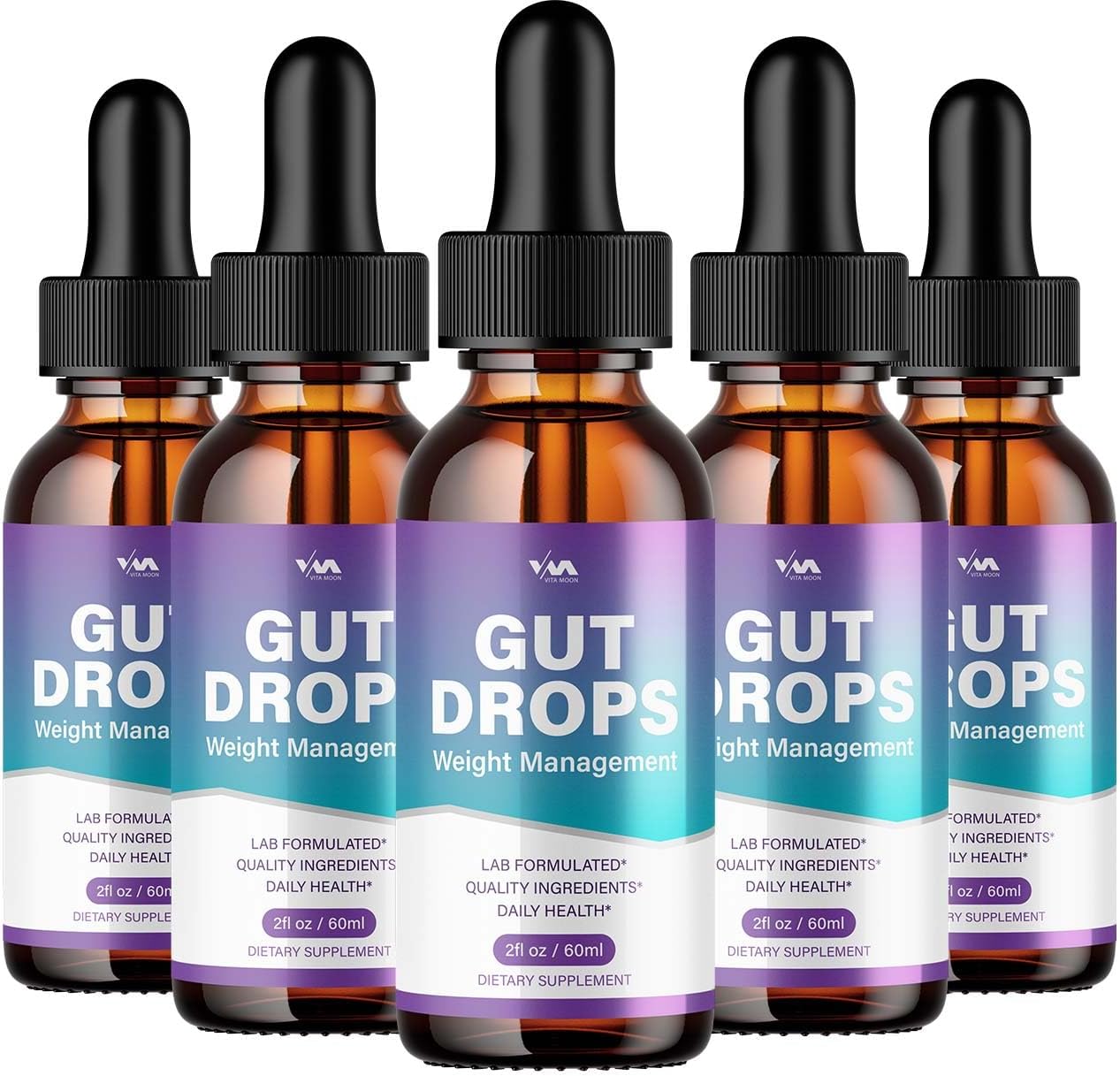  Gut Drops Healthy Vitamin Support Supplement - Advanced Formula, Gutdrops 24 Hour Liquid, Energy and Extra Strength Reviews, 5 Month Supply (5 Pack)
