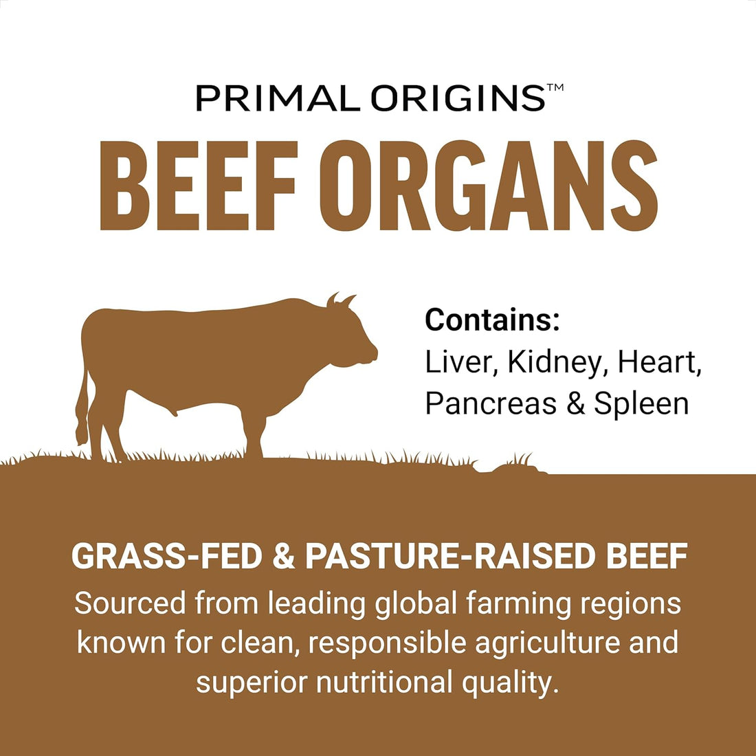 Primal Origins Beef Organ Supplement Made with Pasture-Raised, Grass Fed & Including Beef Liver, Kidney, Heart, Pancreas, & Spleen, Hormone Free, Non-Gmo, 150 Capsules