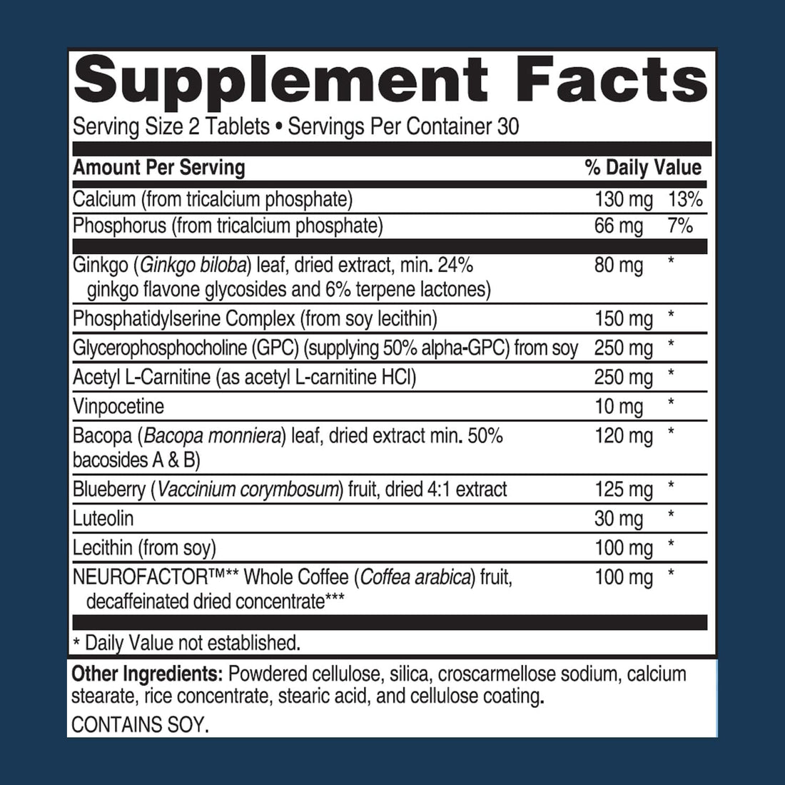 Advanced Memory Formula, Brain Booster Supplement for Memory and Focus, Acetylcholine, Alpha-Gpc, Neurofactor, Manufactured in the USA, 60 Tablets