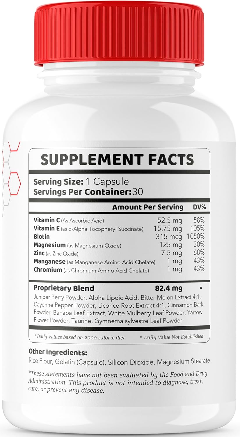 Gluco Guard Blood Support, Natural Formula Premium Supplement - 30 Capsules for 1 Month