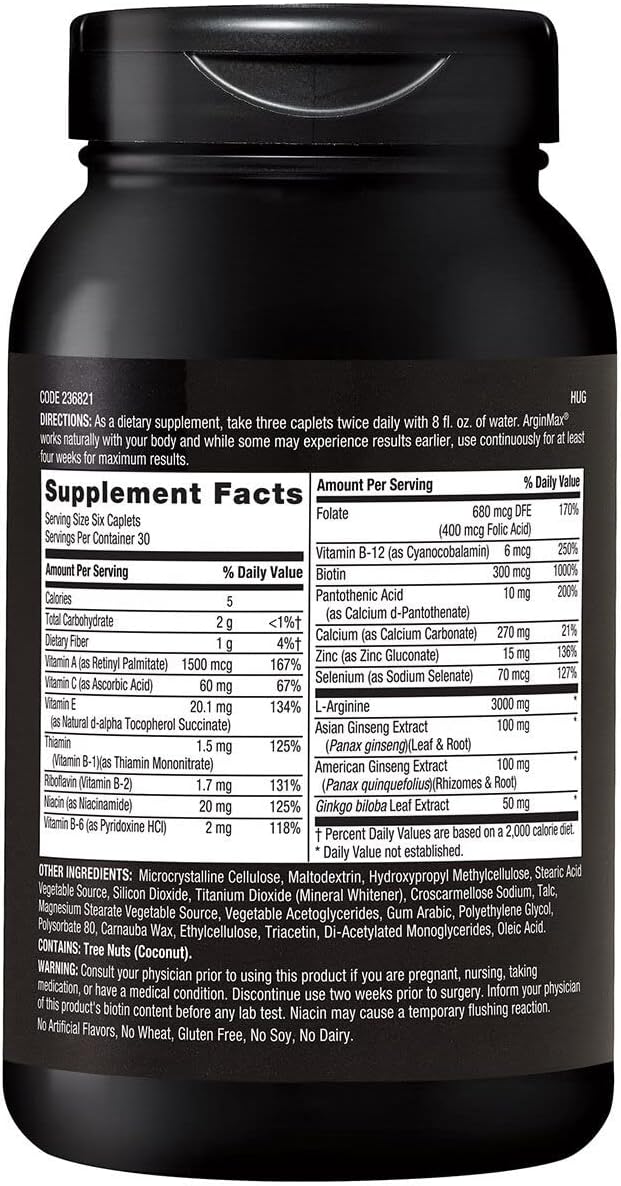 GNC Mens Arginmax Sexual Health Supplement for Men, 180 Count, Supports Blood Flow and Vitality