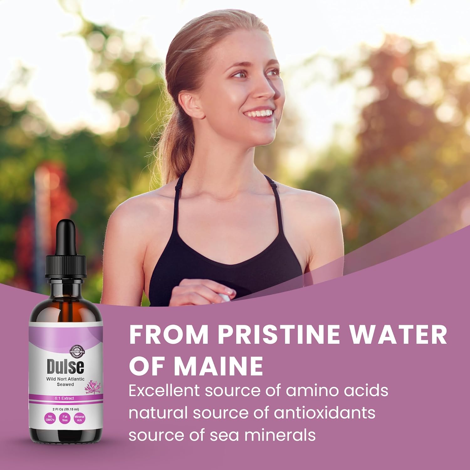 Vitamin SEA North Atlantic Dulse Extract, 60 Servings, Raw Liquid Seaweed Supplement Drops, Made from Maine Coast Atlantic Dulse - 60Ml