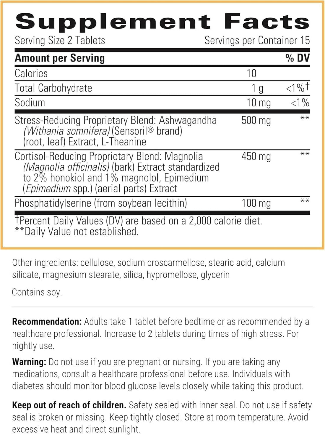 Cortisol Manager - Supplement with Ashwagandha and L-Theanine - Supports Relaxation & Calm* - 30 Tablets