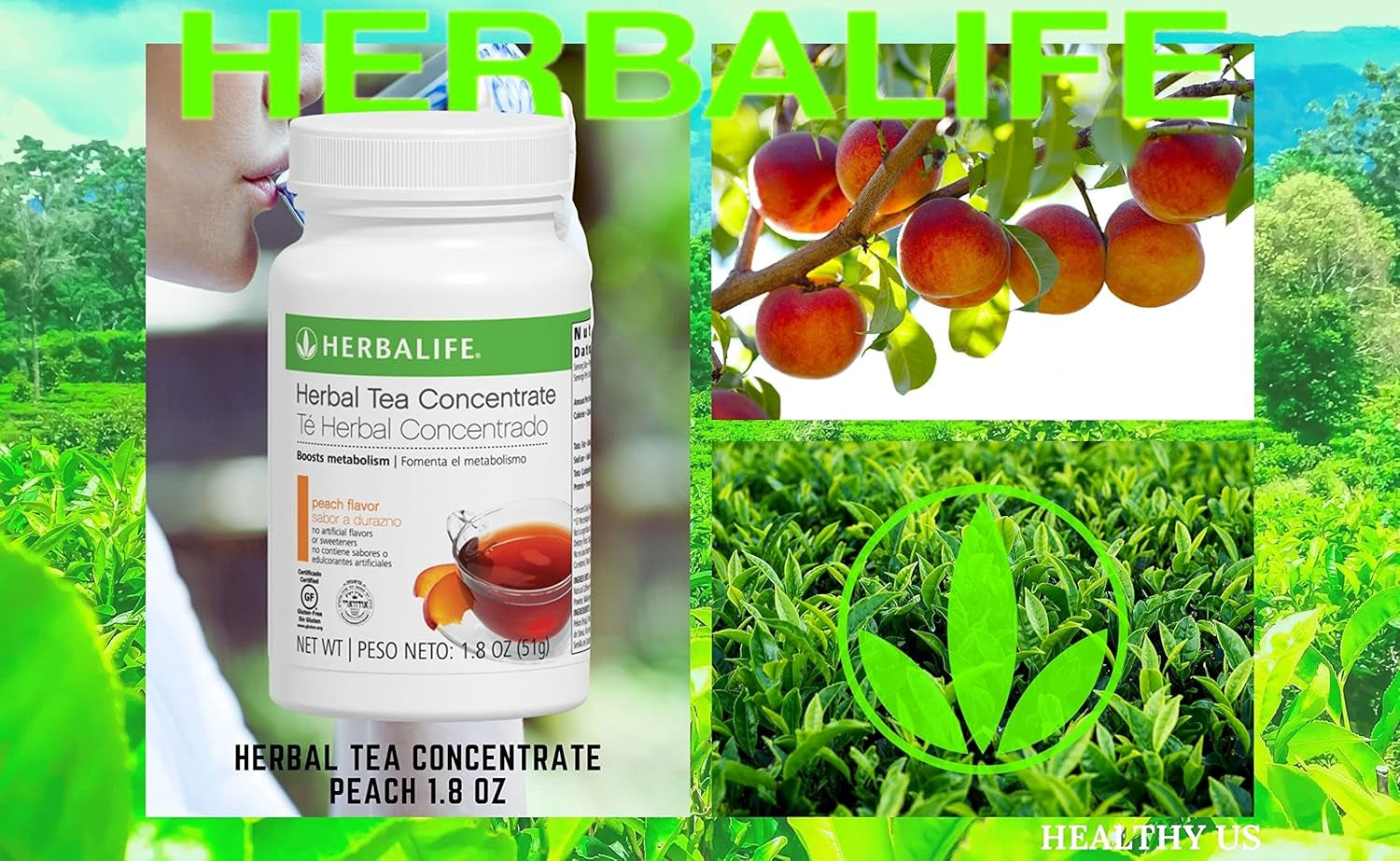 Herbal Tea Concentrate: Peach 1.8 Oz. (51G) Gluten Free, Naturally Flavored, No Artificial Sweetener