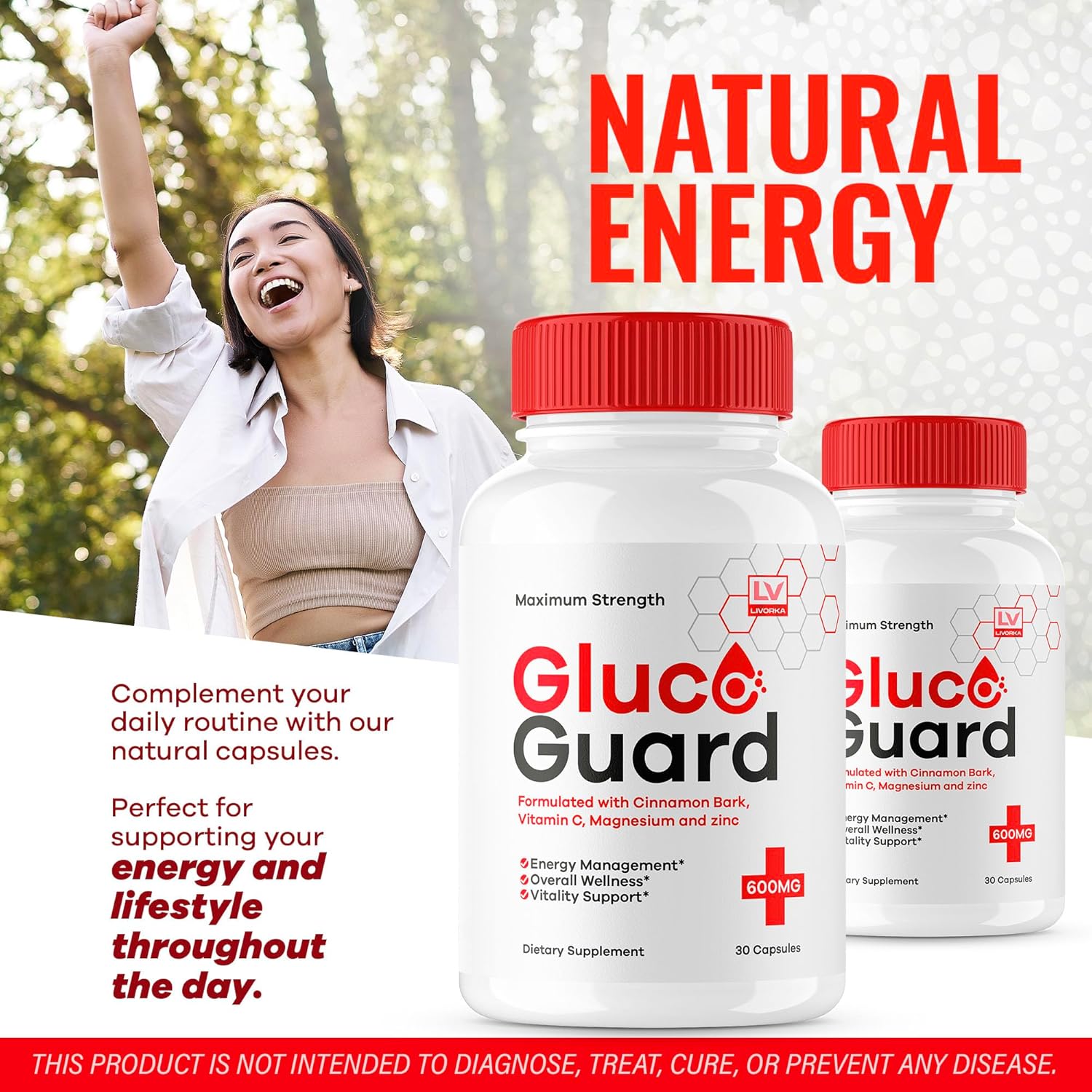 Gluco Guard Blood Support, Natural Formula Premium Supplement - 30 Capsules for 1 Month
