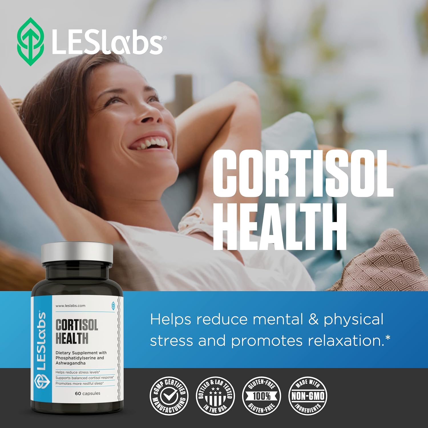 Cortisol Health – Stress Relief, Balanced Cortisol Response, Relaxation & Deep Sleep – Phosphatidylserine, Magnesium, Magnolia Bark, Rhodiola Rosea & Ashwagandha – Non-Gmo – 60 Capsules