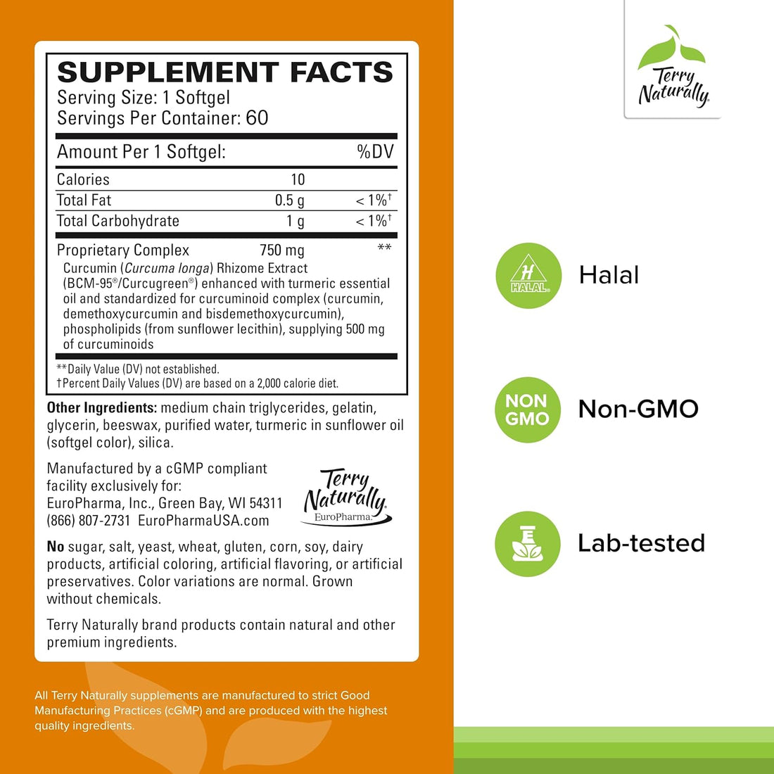 Curamed 750Mg - Antioxidant Supplement for Brain & Heart Health Support - Dietary Supplement with High-Potency Curcumin Complex - Kidney, Liver & Immune Health Support - 60 Softgels