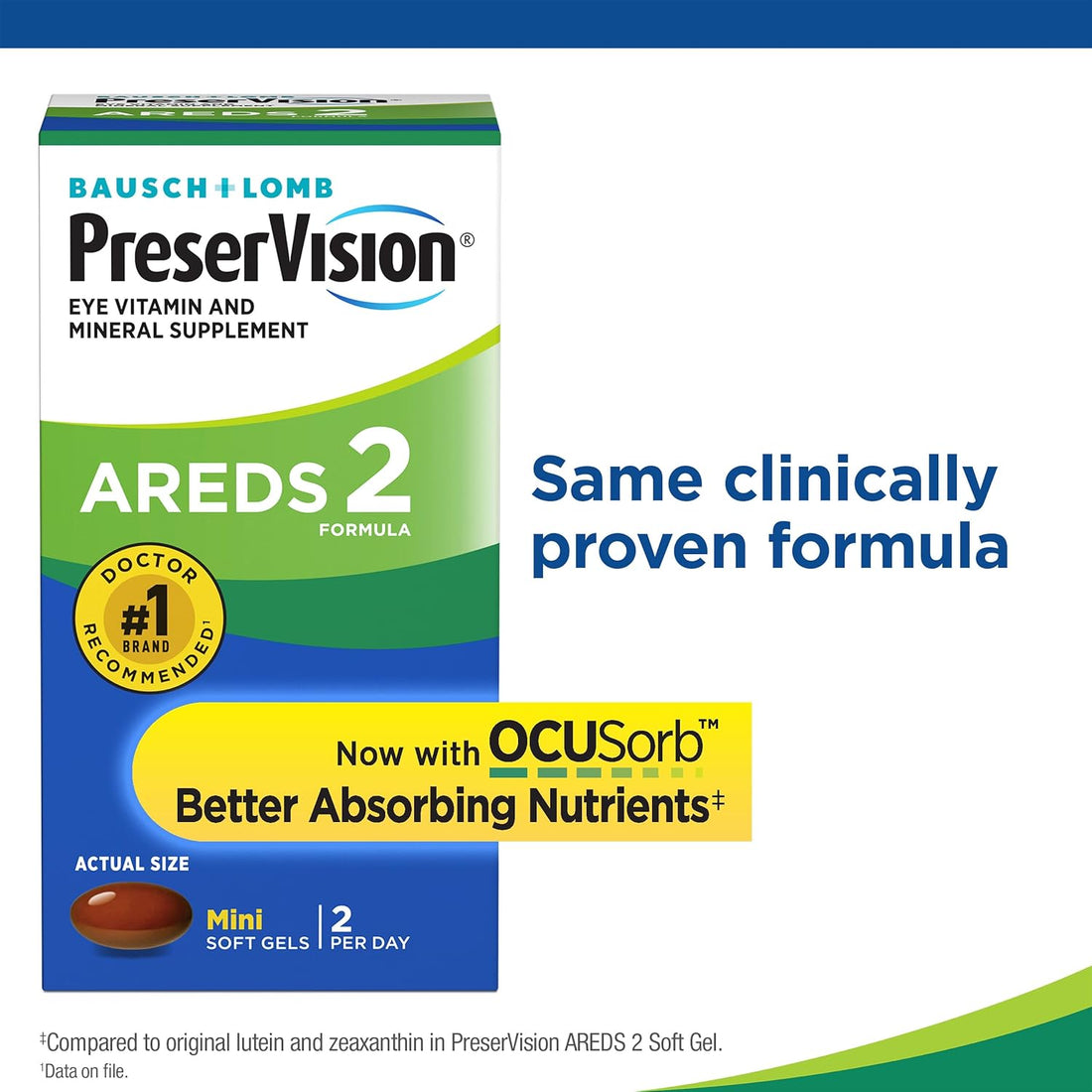 AREDS 2 Eye Vitamins, Lutein and Zeaxanthin Supplement with Vitamin C, Vitamin E, Zinc, and Copper, 120 Softgels (Minigels)