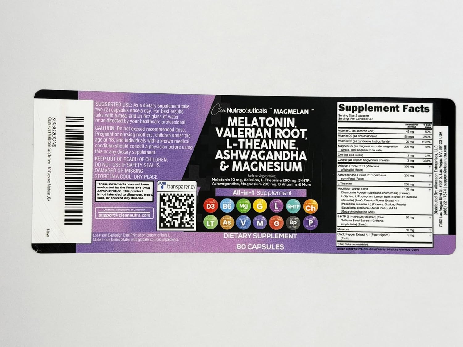 Melatonin 10Mg Valerian Root L Theanine 200Mg Ashwagandha - Sleep Support for Women & Men with Magnesium Complex, Lemon Balm, Chamomile, & Passion Flower - 60 Caps