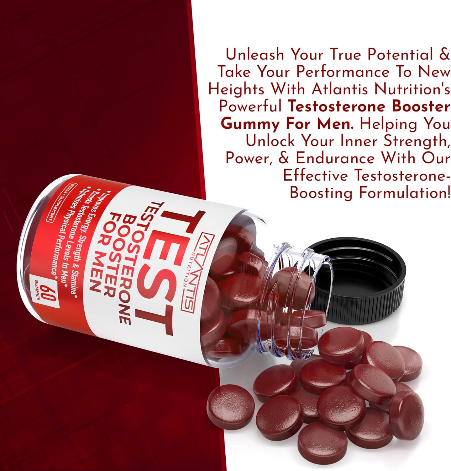 Testosterone Booster for Men Gummies - Male Enhancement, Boosts Energy, & Optimizes Physical Performance Formulated W/Tribulus, Horny Goat Weed, Saw Palmetto, Maca Root - 60 Gummies