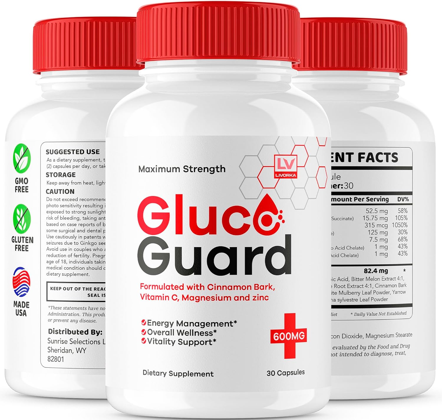 Gluco Guard Blood Support, Natural Formula Premium Supplement - 30 Capsules for 1 Month
