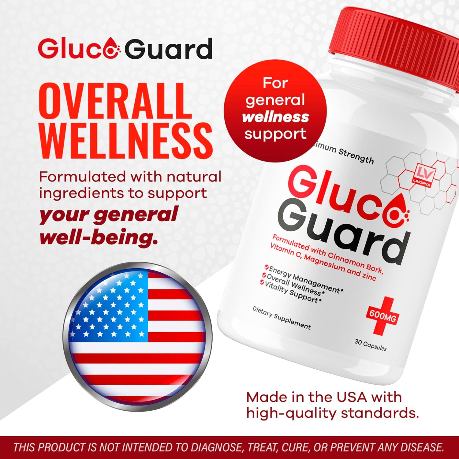 Gluco Guard Blood Support, Natural Formula Premium Supplement - 30 Capsules for 1 Month
