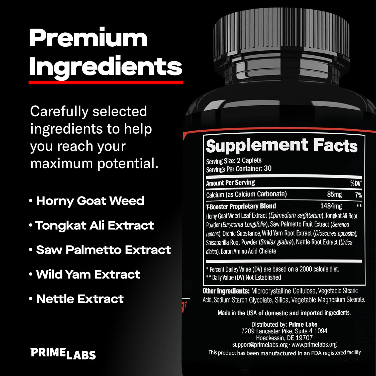 Prime Labs - Men'S Testosterone Booster - Stamina, Endurance, & Strength Booster - 60 Caplets