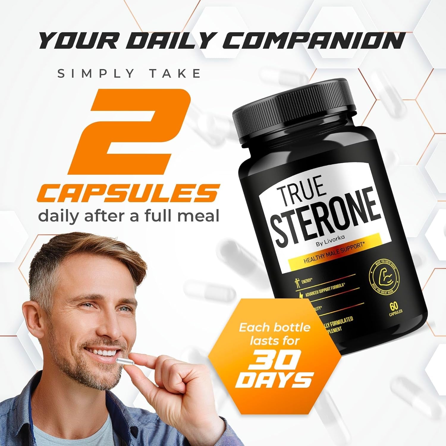 True Sterone Pills, Truesterone, True Sterone Pill, Pills True Sterone, True Sterone Vitamin Capsules, True Sterone Advanced Formula, True Sterone Reviews 120 Capsules for 2 Months (2 Pack) 