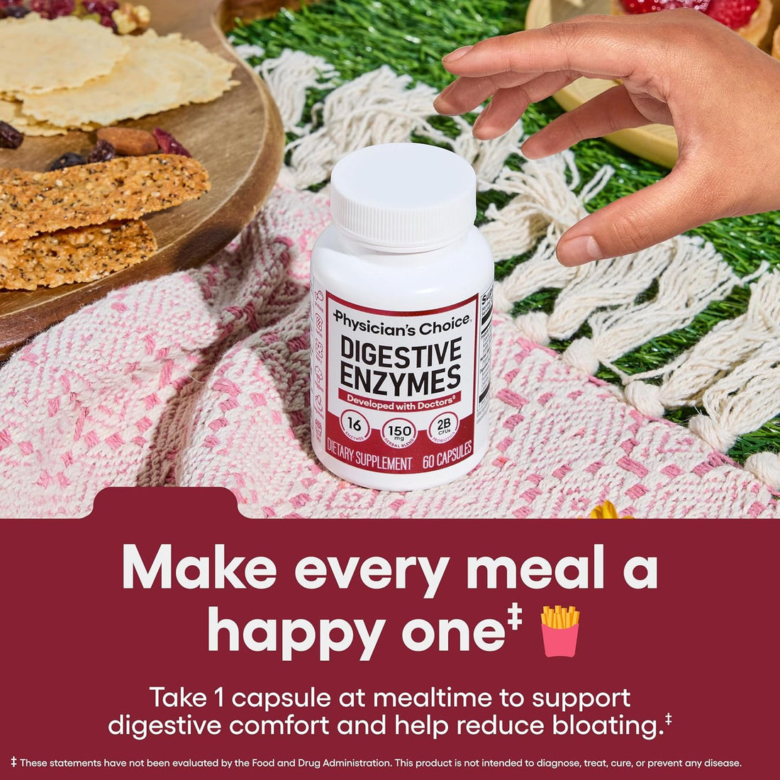 Digestive Enzymes - Multi Enzymes, Organic Prebiotics & Probiotics for Digestive Health & Gut Health - Meal Time Discomfort Relief & Bloating - Dual Action Approach - 60 CT
