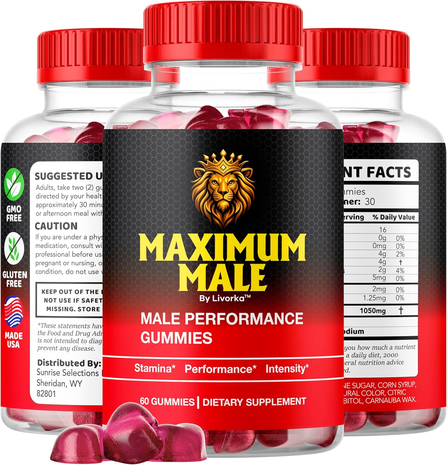 Maximum Male Gummies Supplement Support - All Natural Premium Formula, Maximum male Advanced Formula 60 Gummies for 1 Month