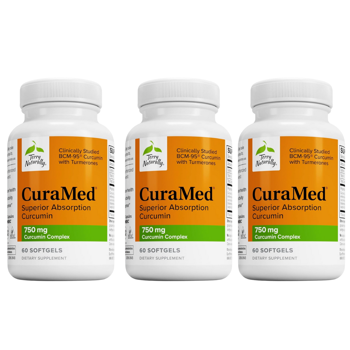 Curamed 750Mg - 3 Pack - Antioxidant Supplement for Brain & Heart Health Support - Dietary Supplement with High-Potency Curcumin Complex - Kidney, Liver & Immune Health Support - 60 Softgels
