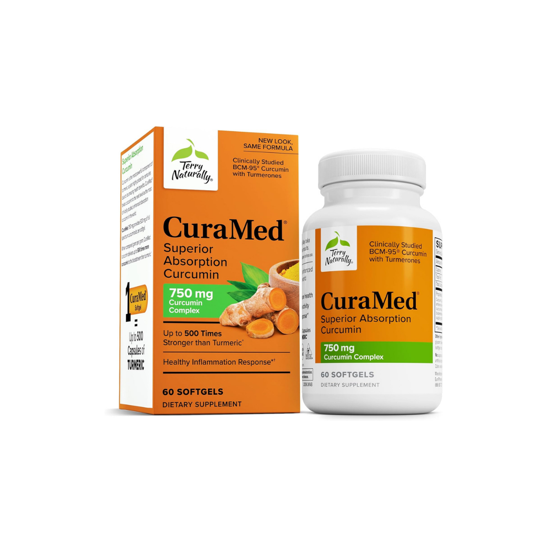 Curamed 750Mg - 3 Pack - Antioxidant Supplement for Brain & Heart Health Support - Dietary Supplement with High-Potency Curcumin Complex - Kidney, Liver & Immune Health Support - 60 Softgels