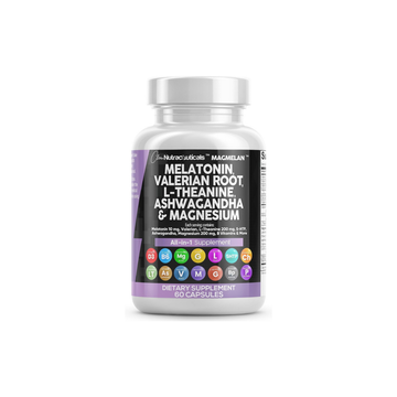 Melatonin 10Mg Valerian Root L Theanine 200Mg Ashwagandha - Sleep Support for Women & Men with Magnesium Complex, Lemon Balm, Chamomile, & Passion Flower - 60 Caps