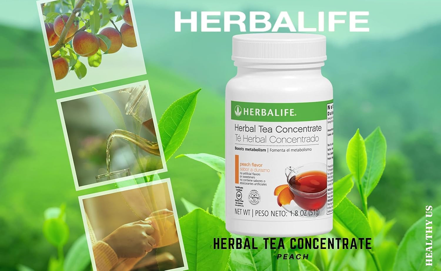 Herbal Tea Concentrate: Peach 1.8 Oz. (51G) Gluten Free, Naturally Flavored, No Artificial Sweetener