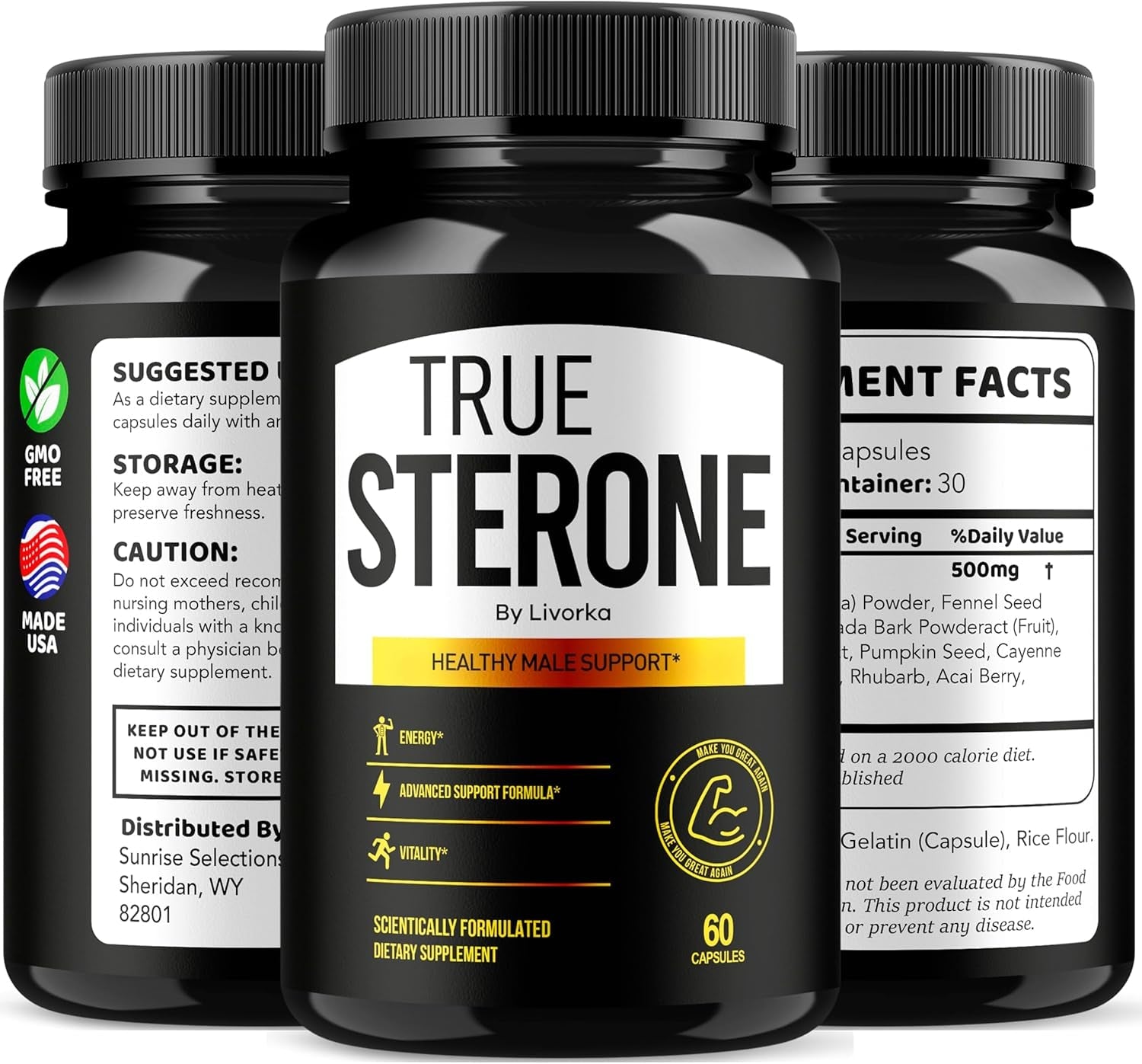 True Sterone Pills, Truesterone, True Sterone Pill, Pills True Sterone, True Sterone Vitamin Capsules, True Sterone Advanced Formula, True Sterone Reviews 120 Capsules for 2 Months (2 Pack) 